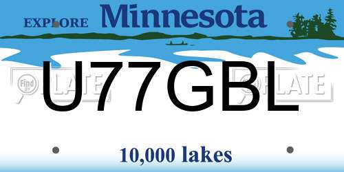 U77GBL Minnesota License Plate