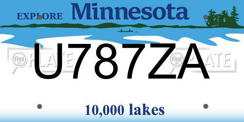 U787ZA Minnesota License Plate
