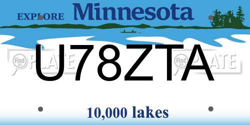 U78ZTA Minnesota License Plate