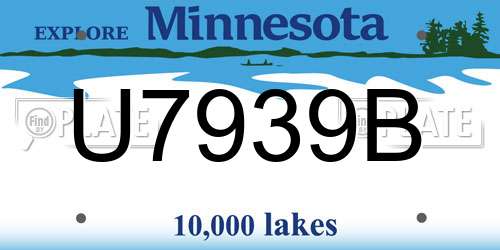U7939B Minnesota License Plate