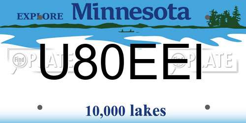 U80EEI Minnesota License Plate