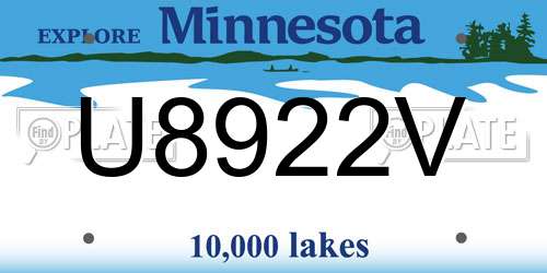 U8922V Minnesota License Plate