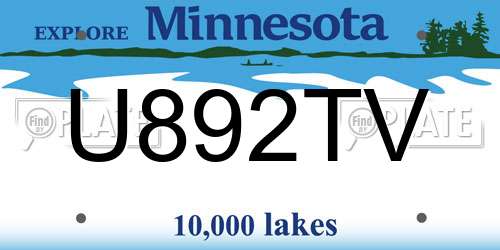 U892TV Minnesota License Plate