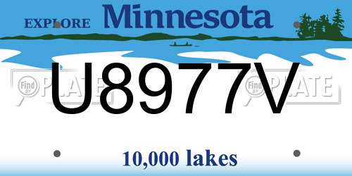 U8977V Minnesota License Plate