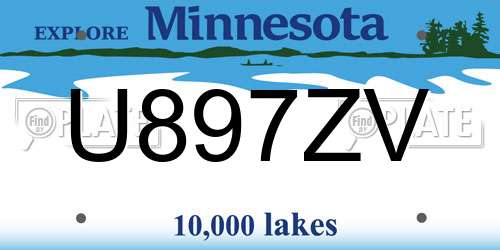 U897ZV Minnesota License Plate