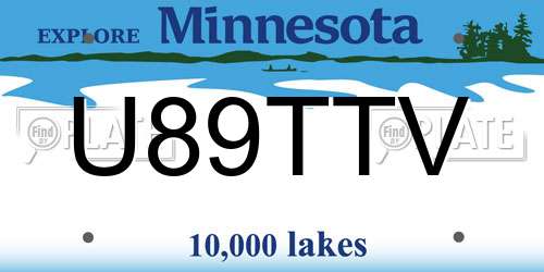 U89TTV Minnesota License Plate