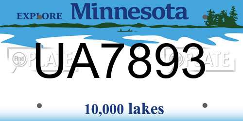 UA7893 Minnesota License Plate