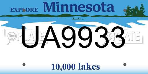 UA9933 Minnesota License Plate