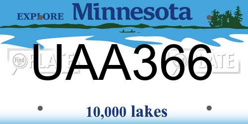 UAA366 Minnesota License Plate