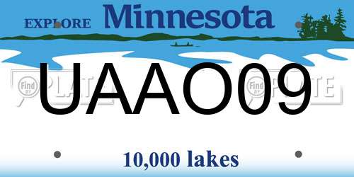 UAAO09 Minnesota License Plate