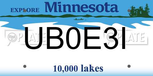 UB0E3I Minnesota License Plate