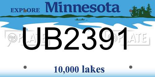 UB2391 Minnesota License Plate