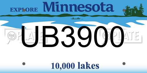 UB3900 Minnesota License Plate