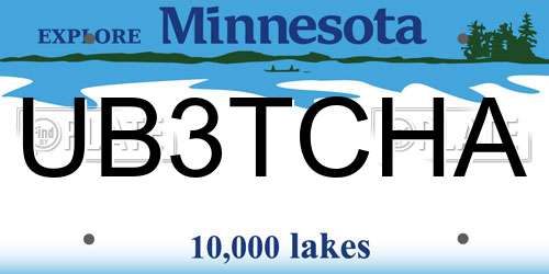 UB3TCHA Minnesota License Plate