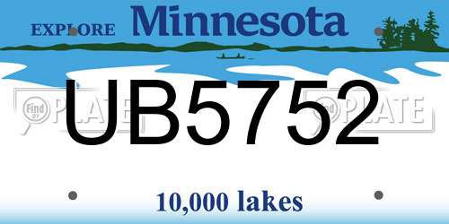 UB5752 Minnesota License Plate