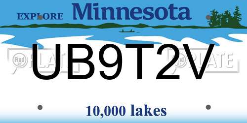 UB9T2V Minnesota License Plate