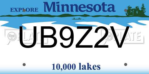 UB9Z2V Minnesota License Plate