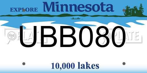 UBB080 Minnesota License Plate