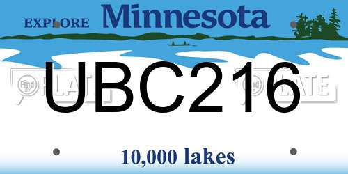 UBC216 Minnesota License Plate