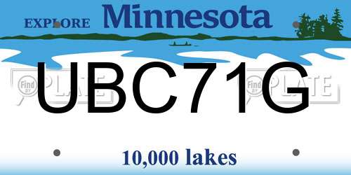 UBC71G Minnesota License Plate