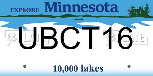 UBCT16 Minnesota License Plate