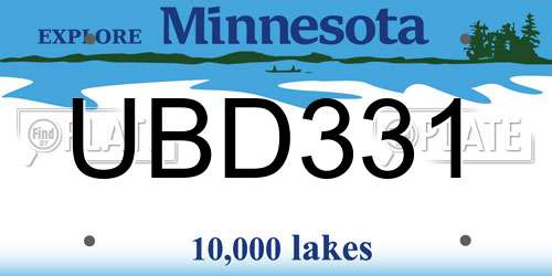 UBD331 Minnesota License Plate