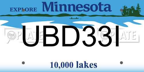 UBD33I Minnesota License Plate