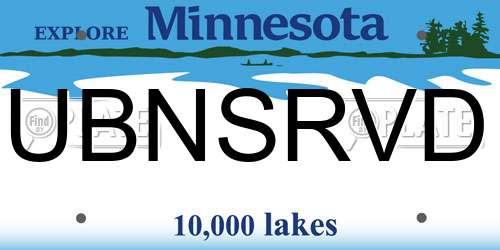 UBNSRVD Minnesota License Plate