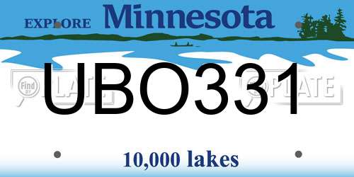UBO331 Minnesota License Plate