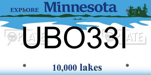 UBO33I Minnesota License Plate