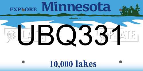 UBQ331 Minnesota License Plate
