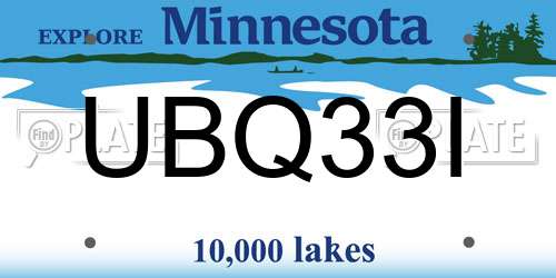 UBQ33I Minnesota License Plate