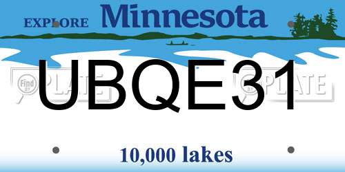 UBQE31 Minnesota License Plate