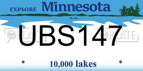 UBS147 Minnesota License Plate