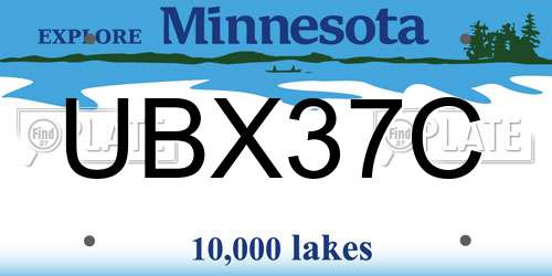 UBX37C Minnesota License Plate