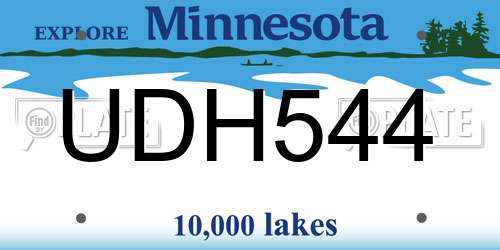UDH544 Minnesota License Plate