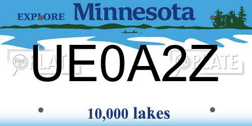 UE0A2Z Minnesota License Plate