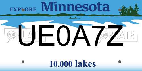 UE0A7Z Minnesota License Plate