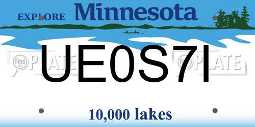 UE0S7I Minnesota License Plate