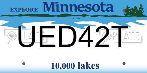 UED42T Minnesota License Plate