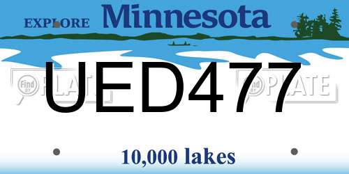 UED477 Minnesota License Plate