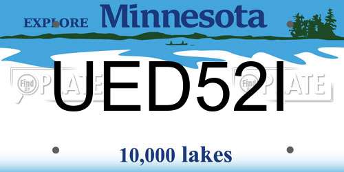 UED52I Minnesota License Plate