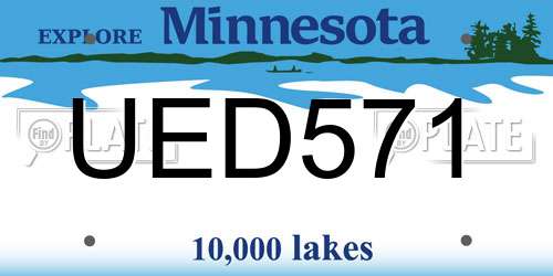 UED571 Minnesota License Plate