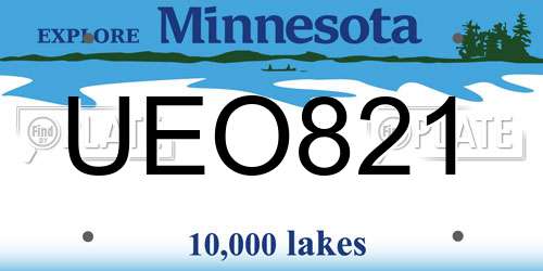 UEO821 Minnesota License Plate