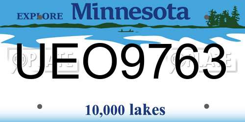 UEO9763 Minnesota License Plate