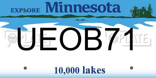 UEOB71 Minnesota License Plate