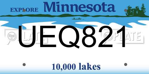 UEQ821 Minnesota License Plate
