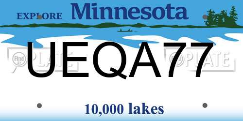 UEQA77 Minnesota License Plate
