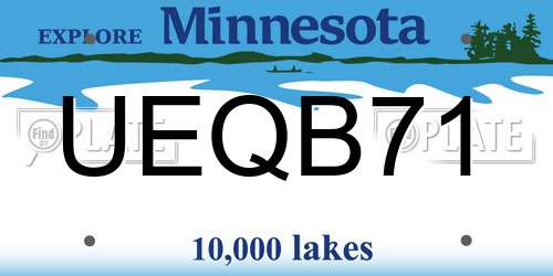 UEQB71 Minnesota License Plate
