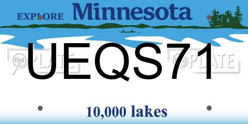 UEQS71 Minnesota License Plate